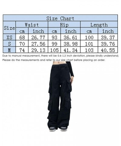 Women High Rise Straight Leg Y2K Streetwear Cargo Pants Baggy Boyfriend Jeans with Pockets Qblack $18.54 Jeans