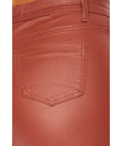 Plus Size Super High Waisted Stretchy Skinny Jeans in Mocha Faux Leather Rust $16.72 Jeans