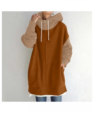 Sweatshirts Long Jackets for Women Casual Zip up Tunic Jackets Hoodies Sweatshirt Jackets Plus Size Fleece Lined Coat 03 Brow...