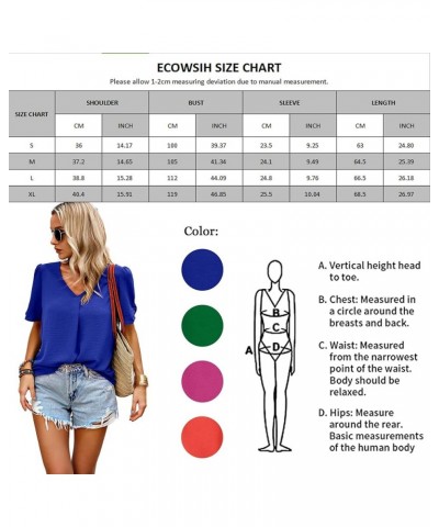 Women Short Sleeve Tops: V Neck Casual Work Blouses 2024 Spring Dressy Loose Shirt Cute Solid Color Pleated Tunic Green $15.4...