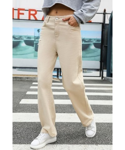 Womens Baggy Wide Leg Casual Jeans Crossover Waisted Stretchy Boyfriend Y2K Denim Pants Up Khaki $25.84 Jeans