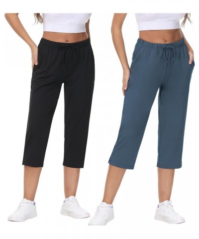 Women's Cropped Capri Pant Capri Pants - 2pack - Black and Navy $11.89 Pants