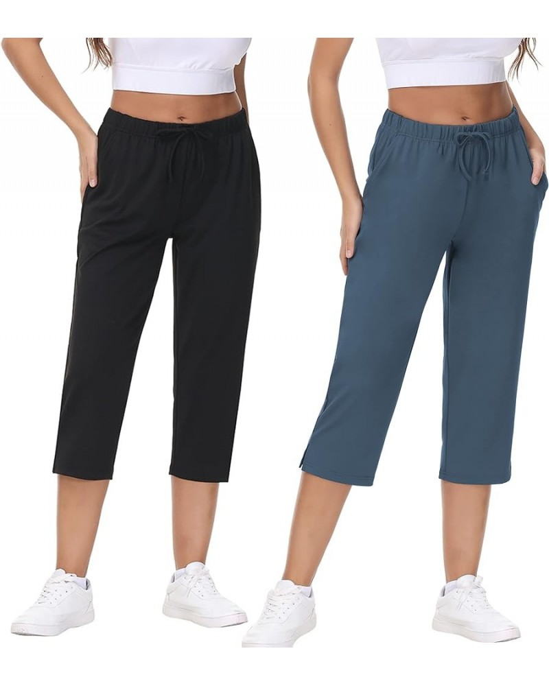 Women's Cropped Capri Pant Capri Pants - 2pack - Black and Navy $11.89 Pants