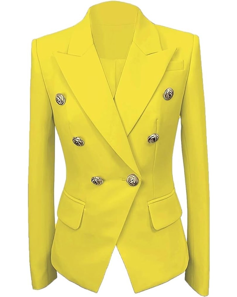 Womens Casual Blazers Long Sleeve Lapel Button Suit Jackets Slim Fit Work Office Blazer Jacket for Women Yellow $32.86 Suits