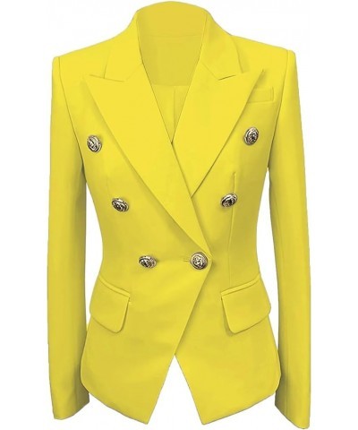 Womens Casual Blazers Long Sleeve Lapel Button Suit Jackets Slim Fit Work Office Blazer Jacket for Women Yellow $32.86 Suits