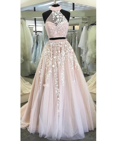 Lace Appliques 2 Piece Prom Dresses for Women Long Tulle Ball Gowns Princess Party Wedding Evening Dress 2024 Dark Red $54.44...