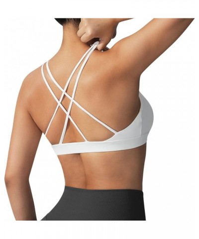 Women Workout Sports Bras Criss Cross Padded Support Yoga Bra Fitness Crop Tank Tops 013white $11.79 Lingerie