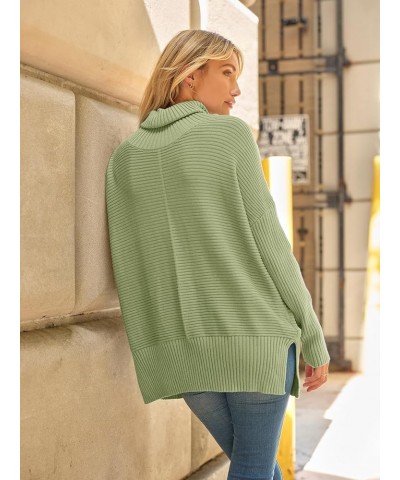 Women's Oversized Turtleneck Sweaters 2023 Fall Batwing Sleeve Ribbed Tunic Sweater Fruit Green $31.19 Sweaters