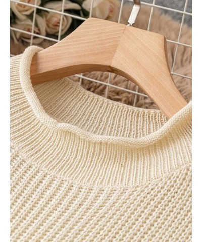 Women's Plus Size Mock Neck Short Sleeve Ribbed Knit Top Sweater Pullovers Beige $17.86 Sweaters