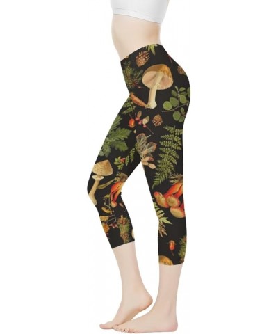 Womens Yoga Pants High Waist Stretch Workout Running Leggings Tummy Control Seamless Capri Sweatpants Forest Mushrooms $12.25...