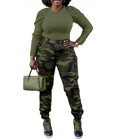 Women Camo Cargo Pants Camouflage Sweatpants Joggers Casual Army Fatigue Pants 00green $24.18 Activewear