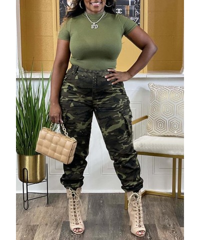 Women Camo Cargo Pants Camouflage Sweatpants Joggers Casual Army Fatigue Pants 00green $24.18 Activewear