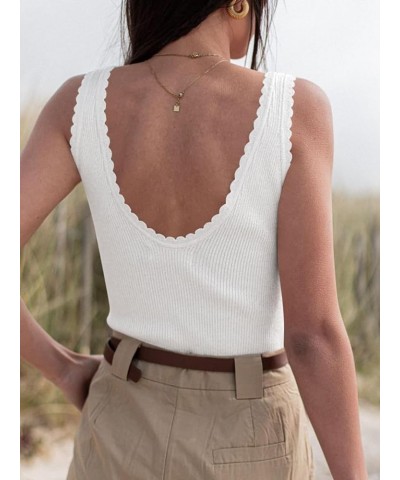 Womens V Neck Tank Tops Sleeveless Rib Knit Shirts Summer Casual Sexy Sweater Vest White $11.75 Sweaters