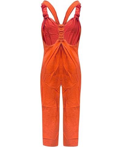 Women's Jumpsuits Overalls Plus Size Wide Leg Loose Cotton Linen Baggy Bib Pants Harem Rompers with Pockets Orange H $9.17 Ov...