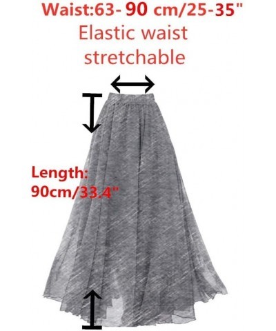 Women's Ankle Chiffon Long Skirt A-line Retro Skirts Pleated Beach Maxi Skirt Red $10.58 Skirts