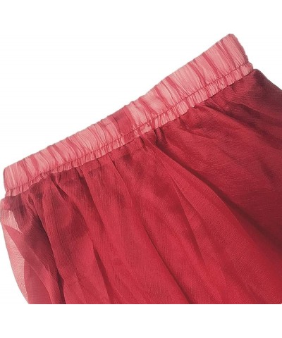 Women's Ankle Chiffon Long Skirt A-line Retro Skirts Pleated Beach Maxi Skirt Red $10.58 Skirts