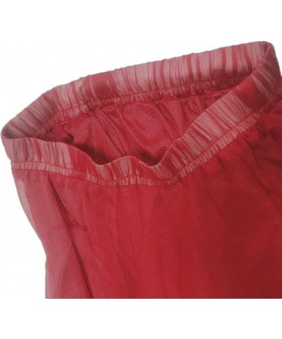 Women's Ankle Chiffon Long Skirt A-line Retro Skirts Pleated Beach Maxi Skirt Red $10.58 Skirts