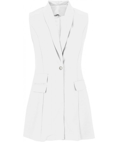 Casual Blazers for Women Lightweight Office Work Suit Summer Sleeveless Blazer Vest Solid Color Elegant Ladies Blazer 02white...