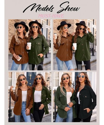 Womens Corduroy Shacket Blouses Button Down Shirts Pocket Long Sleeves Tops Jacket Coats Pink $21.31 Jackets