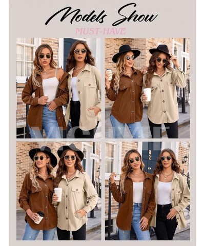 Womens Corduroy Shacket Blouses Button Down Shirts Pocket Long Sleeves Tops Jacket Coats Pink $21.31 Jackets