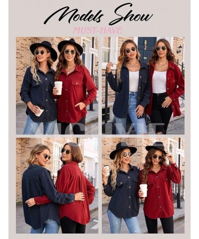 Womens Corduroy Shacket Blouses Button Down Shirts Pocket Long Sleeves Tops Jacket Coats Pink $21.31 Jackets