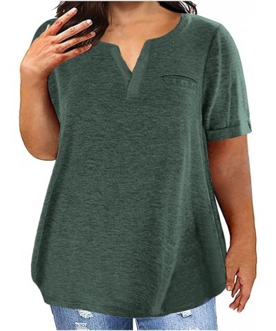 Plus Size Tops for Women Summer Fashion V-Neck Short Sleeve Tops Loose Comfy Blouse Tee Tops Oversized T-Shirts Green $5.71 A...