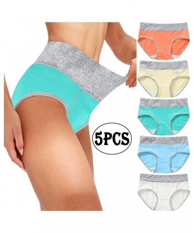 5Pc Panties For Women Pack Plus Size Seamless Underwear High Waisted Briefs Soft Stretch Breathable Ladies Panties C4multicol...