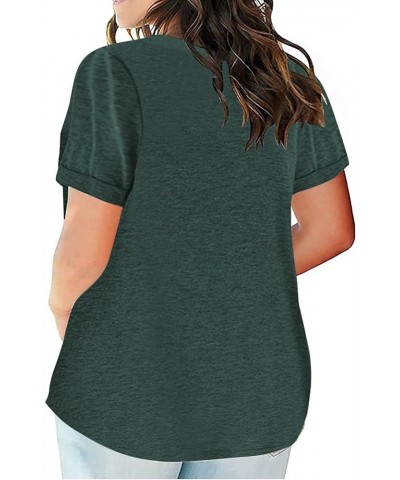 Plus Size Tops for Women Summer Fashion V-Neck Short Sleeve Tops Loose Comfy Blouse Tee Tops Oversized T-Shirts Green $5.71 A...