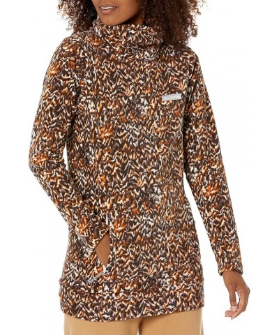 Women's Ali Peak Fleece Tunic Warm Copper Terrain Print $23.09 Jackets