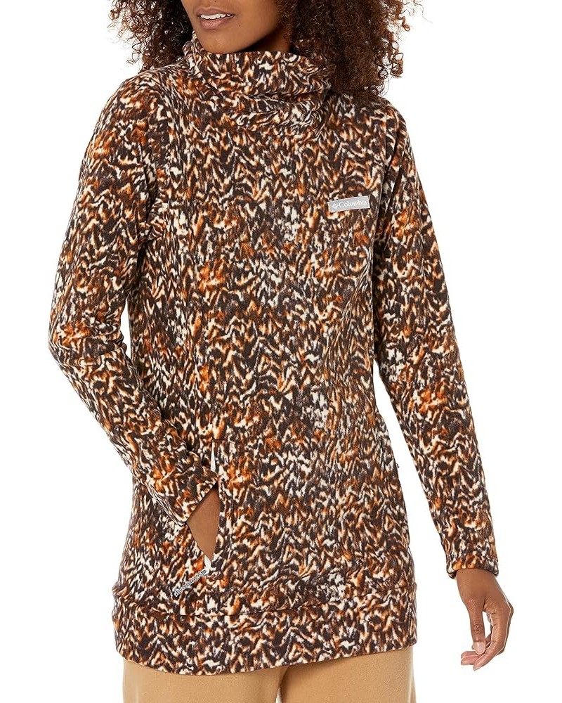 Women's Ali Peak Fleece Tunic Warm Copper Terrain Print $23.09 Jackets