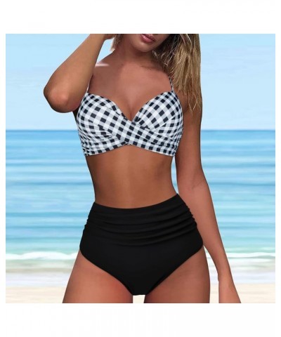 Bikini Sets for Women 2023 Summer Two Piece Swimsuit High Waist V Neck Short Bathing Suit Casual Beach Swimwear B-grey $4.71 ...