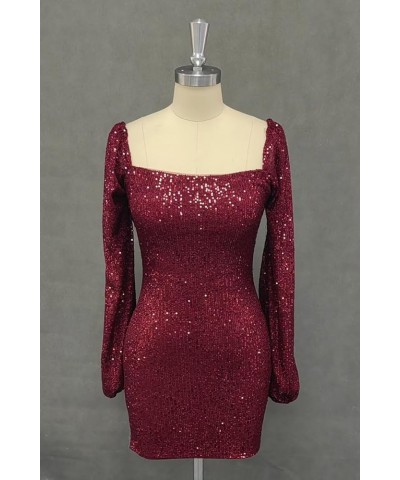 Sequin Long Sleeve Homecoming Dresses for Teens Sparkly Short Prom Dress Mini Tight Cocktail Party Gown Pink $18.00 Dresses