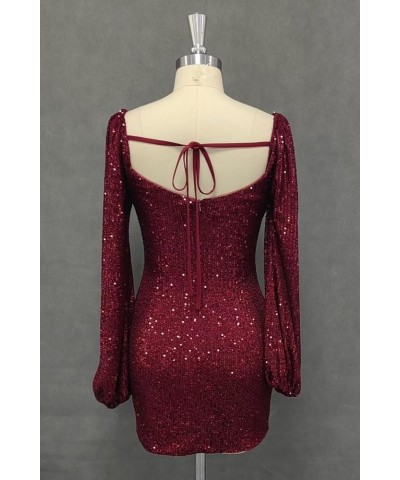 Sequin Long Sleeve Homecoming Dresses for Teens Sparkly Short Prom Dress Mini Tight Cocktail Party Gown Pink $18.00 Dresses