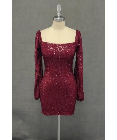 Sequin Long Sleeve Homecoming Dresses for Teens Sparkly Short Prom Dress Mini Tight Cocktail Party Gown Pink $18.00 Dresses