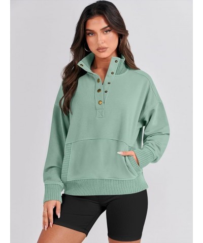 Women's Casual Long Sleeve Sweatshirt Button Up V Neck Loose Henley Pullover Tops with Pockets Pea Green $22.13 Hoodies & Swe...