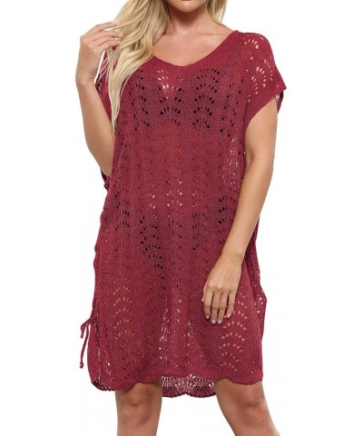 Swimsuit Cover Ups for Women V Neck Loose Beach Bathing Suit Cover Up Purplish Red 933 $14.99 Swimsuits