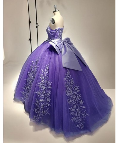 Puffy Tulle Quinceanera Dresses Sweetheart Ball Gowns with Bow Off The Shoulder Sweet 15 16 Dress PF55 Blue $46.19 Dresses