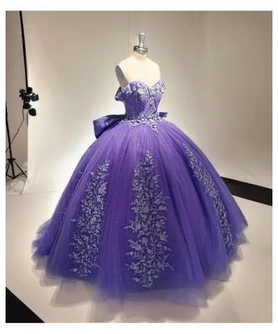 Puffy Tulle Quinceanera Dresses Sweetheart Ball Gowns with Bow Off The Shoulder Sweet 15 16 Dress PF55 Blue $46.19 Dresses