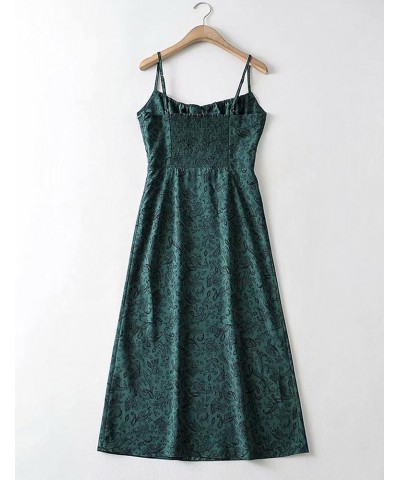 Women's Floral Dress Low-Cut Square Neck Spaghetti Strap Tie Bodycorn Dresses 01green $23.99 Dresses