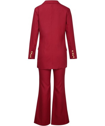 Womens Business Suit Solid Blazer 2 Piece Elegant Formal Work Pant Suits Casual Set Outfits 09 Red $17.96 Suits