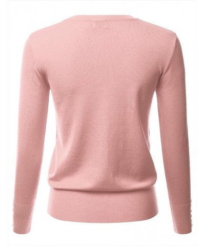 Women's V-Neck Long Sleeve Button Down Sweater Cardigan Soft Knit(S-XXL) Lbt006-dustypink $14.96 Sweaters