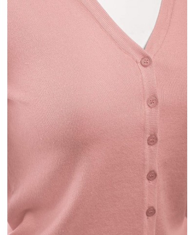 Women's V-Neck Long Sleeve Button Down Sweater Cardigan Soft Knit(S-XXL) Lbt006-dustypink $14.96 Sweaters