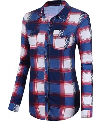 Women's Classic Plaid Shirt Button Down Long Sleeve Blouse 2 $9.80 Blouses