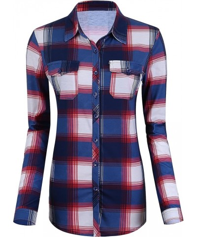 Women's Classic Plaid Shirt Button Down Long Sleeve Blouse 2 $9.80 Blouses