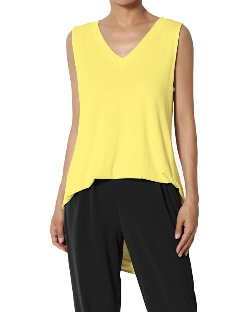 Women's S~3X Essentials Luxe Jersey Tunic V-Neck Relaxed Fit Sleeveless Top Yellow $12.59 Tops