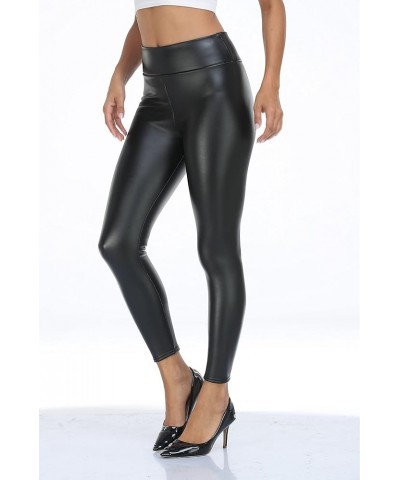 Women's Faux Leather Leggings Sexy Thickended Tights High Waisted Stretchy Thickened Fleeced Line $11.99 Leggings