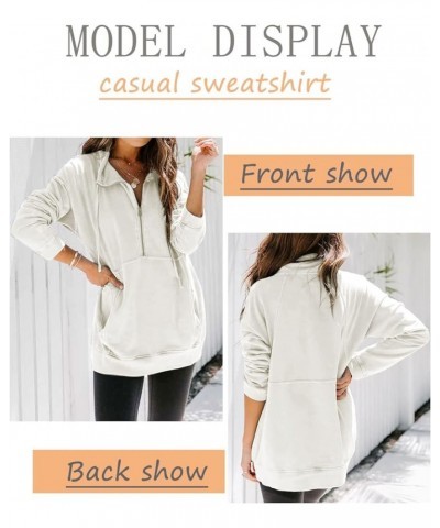 Women's Casual Long Sleeve Half Zip Sweatshirt Lapel Drawstring Oversized Pullover Tops with Pockets（S-2XL 03 White $23.77 Ho...