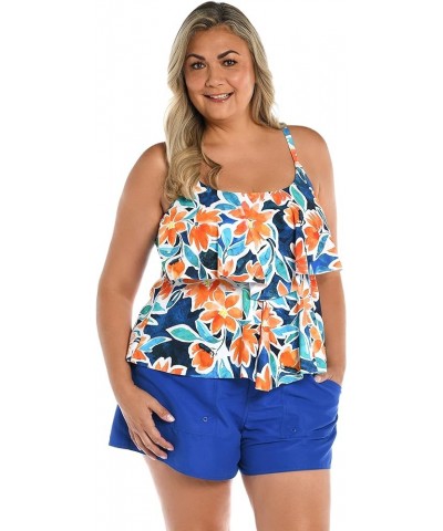 Women's 2-Tiered Ruffle Tankini Swimsuit Top Multi//Joyful Blooms $19.24 Swimsuits