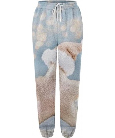 Womens Christmas Lounge Pants Drawstring Athletic Fit Joggers Baggy Fleece Sweatpants High Waisted Joggers Pants Z-3-light Bl...