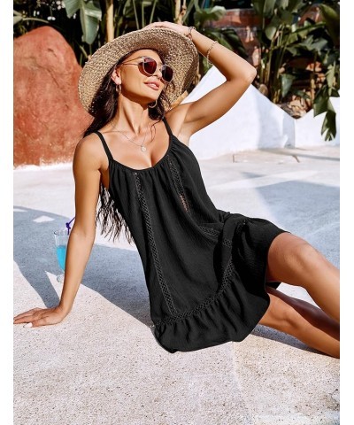 Womens Bathing Suit Cover Up Swim Beach Dresses Cover Ups Spaghetti Straps Swimsuit Coverups Black $15.98 Swimsuits